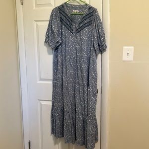 Blue Floral Madewell Midi Dress